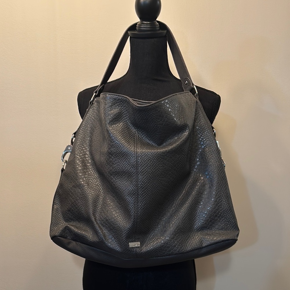 Thirty-One Fashion Games City Charcoal Snake Hobo Shoulder Bag